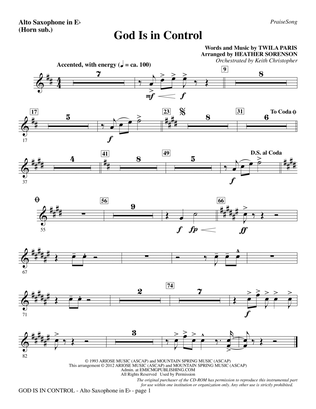 Book cover for God Is In Control (arr. Heather Sorenson) - Alto Sax (sub. Horn)