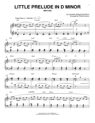Book cover for Little Prelude In D Minor, BWV 935 [Jazz version] (arr. Phillip Keveren)