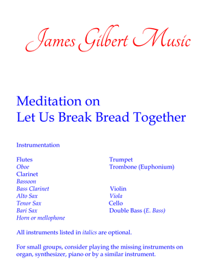 Meditation on Let Us Break Bread Together