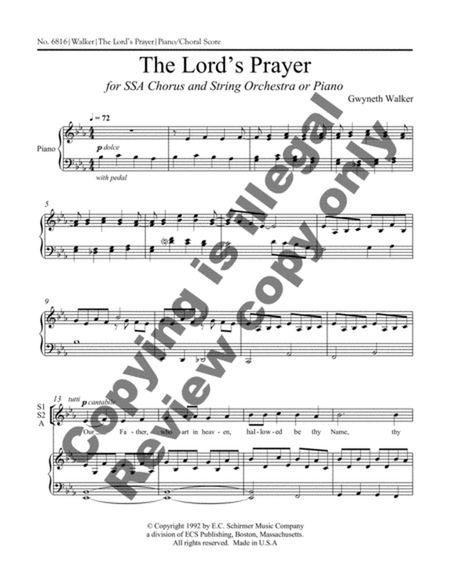 Bethesda Evensong: The Lord's Prayer (Piano/Choral score)