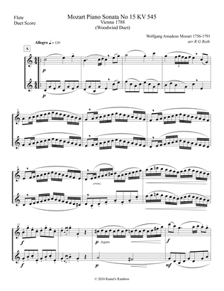 Mozart 1788 KV 545 Piano Sonata Flute Duet Score Parts