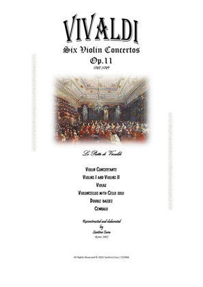 Book cover for Vivaldi - Six Violin Concertos Op.11 for Violin, Strings and Cembalo - Full scores and Parts