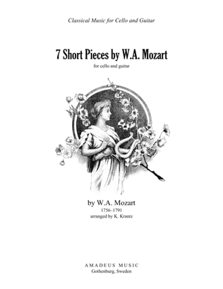 Book cover for 7 short pieces by W.A. Mozart arranged for cello and guitar