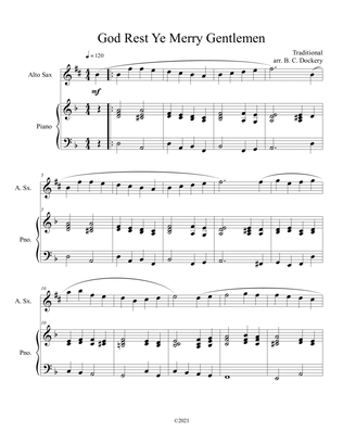 Book cover for God Rest Ye Merry Gentlemen (Alto Sax Solo) with optional piano accompaniment