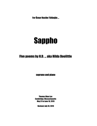 Book cover for Sappho ... Five Poems by H.D. (2019) for soprano and piano