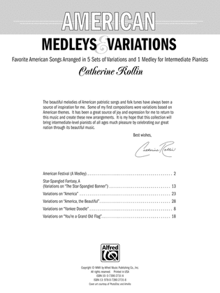 American Medleys & Variations: Favorite American Songs Arranged in 5 Sets of Variations and 1 Medley for Intermediate Pianists