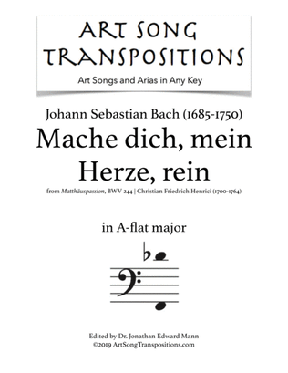 Book cover for BACH: Mache dich, mein Herze, rein, BWV 244 (transposed to A-flat major)