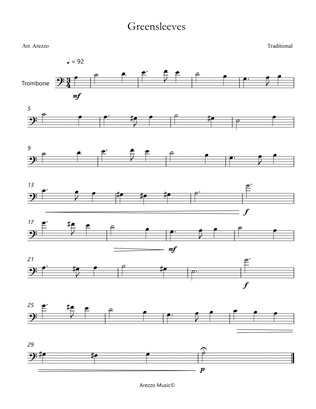 Book cover for Greensleeves Lead Sheet for Trombone