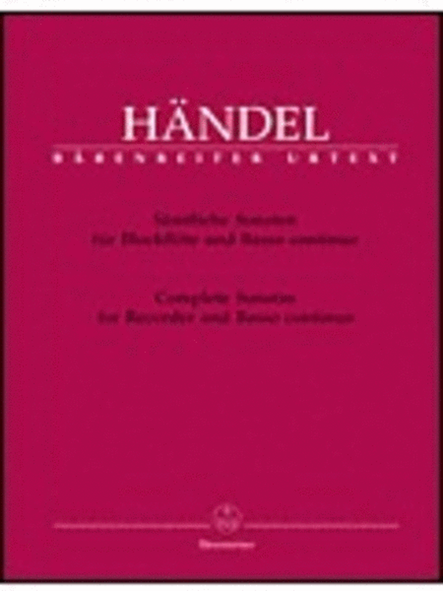 Handel - Complete Sonatas Recorder/Basso Continuo