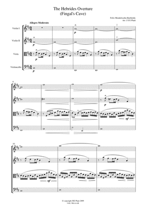 Book cover for Mendelssohn: The Hebrides Overture "Fingal's Cave" for String Quartet - Score and Parts