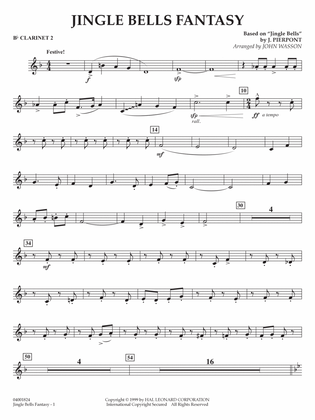 Jingle Bells Fantasy (arr. John Wasson) - Bb Clarinet 2