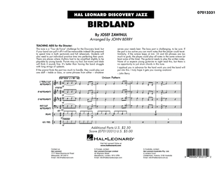 Book cover for Birdland (arr. John Berry) - Conductor Score (Full Score)