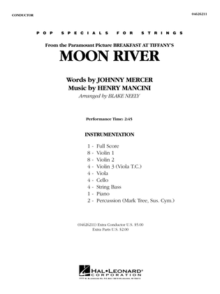 Book cover for Moon River (from Breakfast at Tiffany's) (arr. Blake Neely) - Full Score