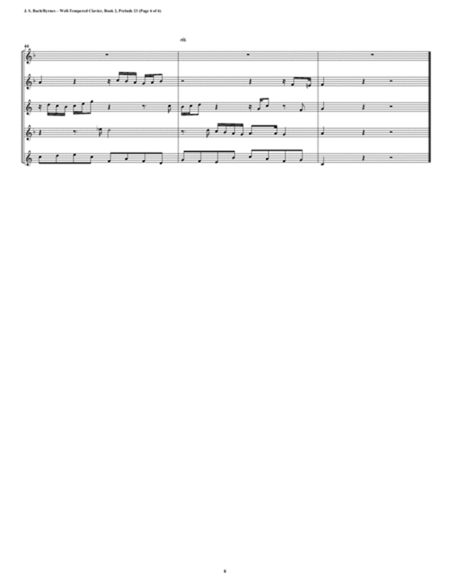 Prelude 23 from Well-Tempered Clavier, Book 2 (Saxophone Quintet) image number null