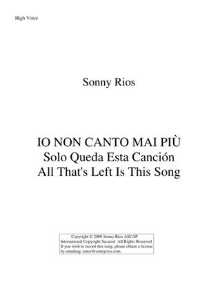 Book cover for IO NON CANTO MAI PIÙ
