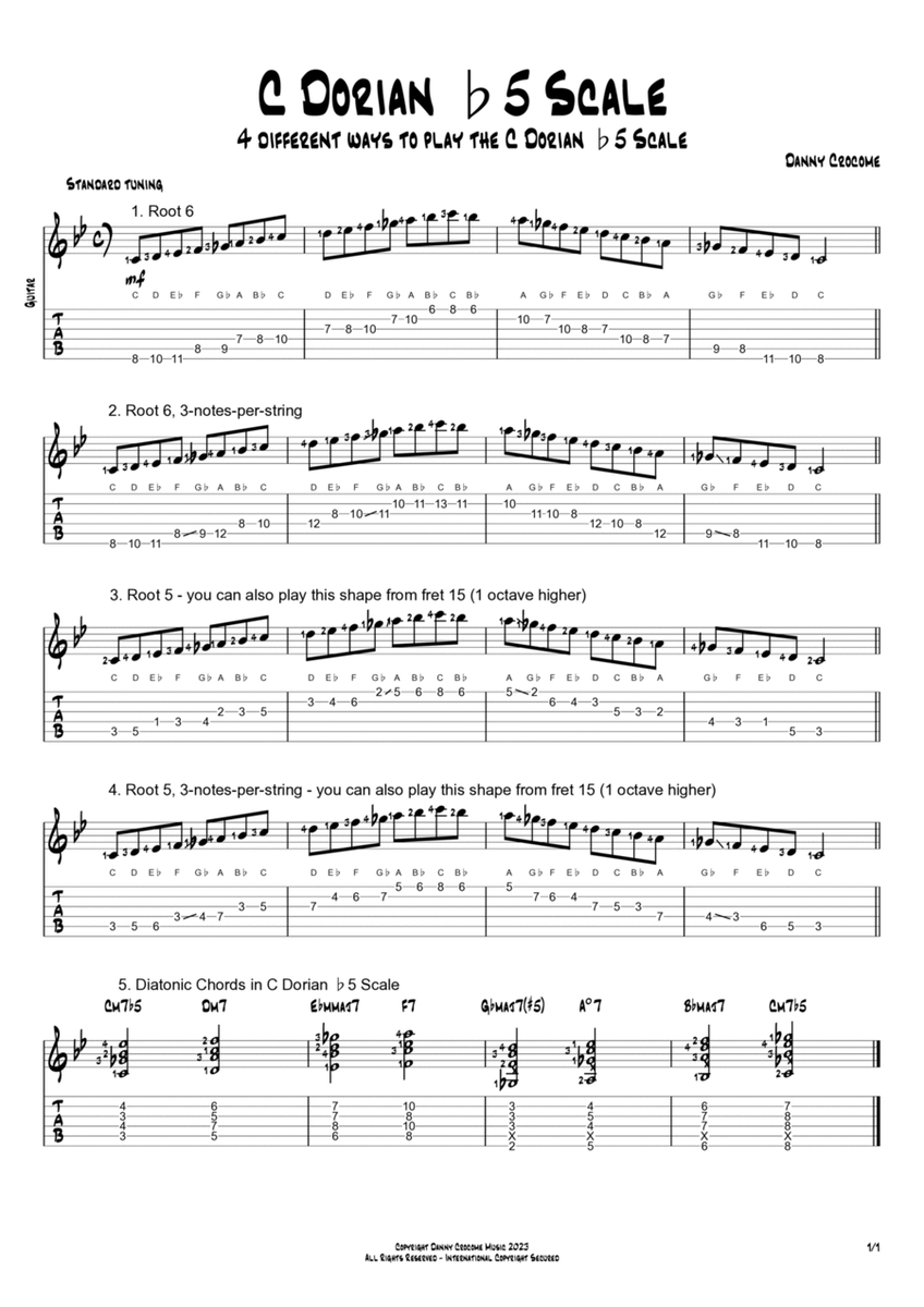 C Dorian b5 Scale (4 Ways to Play) image number null