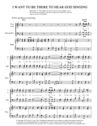 Book cover for I WANT TO BE THERE TO HEAR GOD SINGING - SATB with piano accompanyment.
