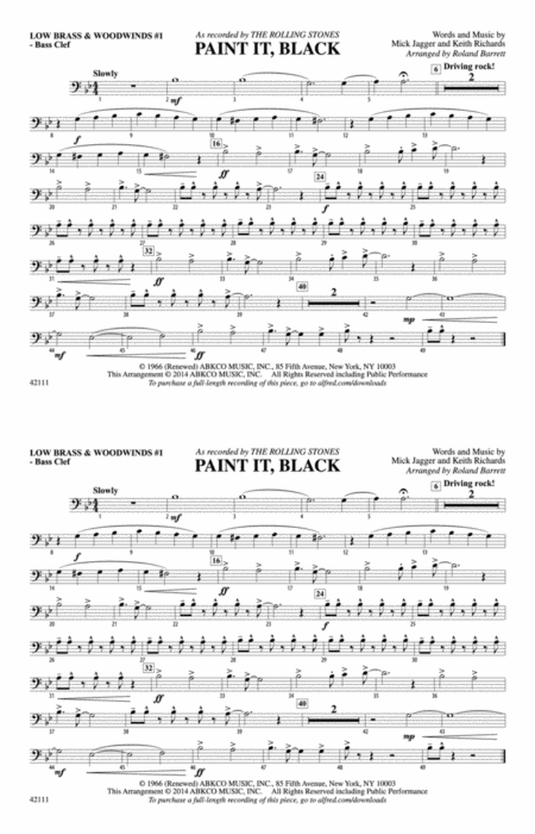 Paint It, Black: Low Brass & Woodwinds #1 - Bass Clef