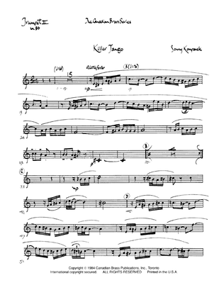 Book cover for Killer Tango - Bb Trumpet 2 (Brass Quintet)