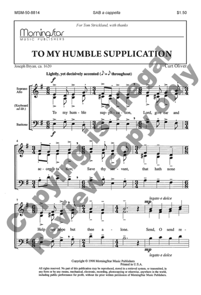 To My Humble Supplication by Curt Oliver 3-Part - Sheet Music