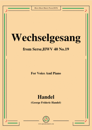 Book cover for Handel-Wechselgesang,from Serse HWV 40 No.19,for Voice&Piano