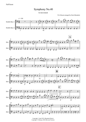Symphony No.40 (1st movement) for Double Bass Duet