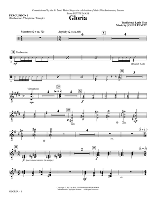 Gloria (from Petite Mass) - Percussion 1