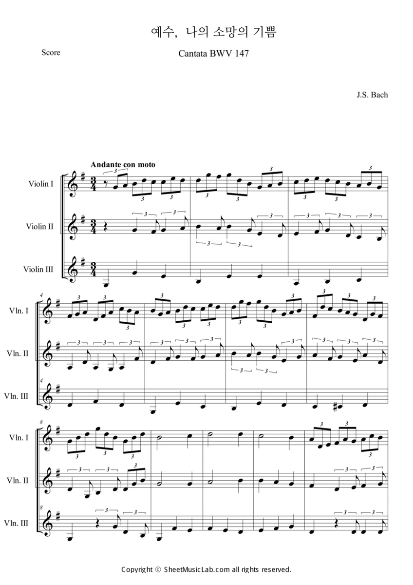 Jesus Bleibet Meine Freude (Choral From Cantata BWV 147) in G image number null