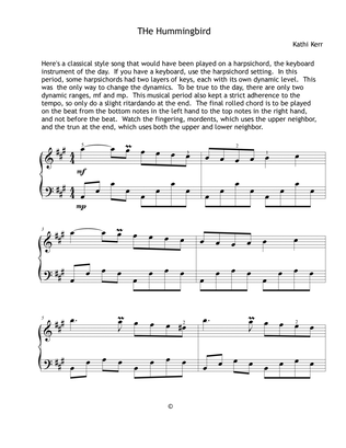 Book cover for Piano solo late intermediate - The Hummingbird