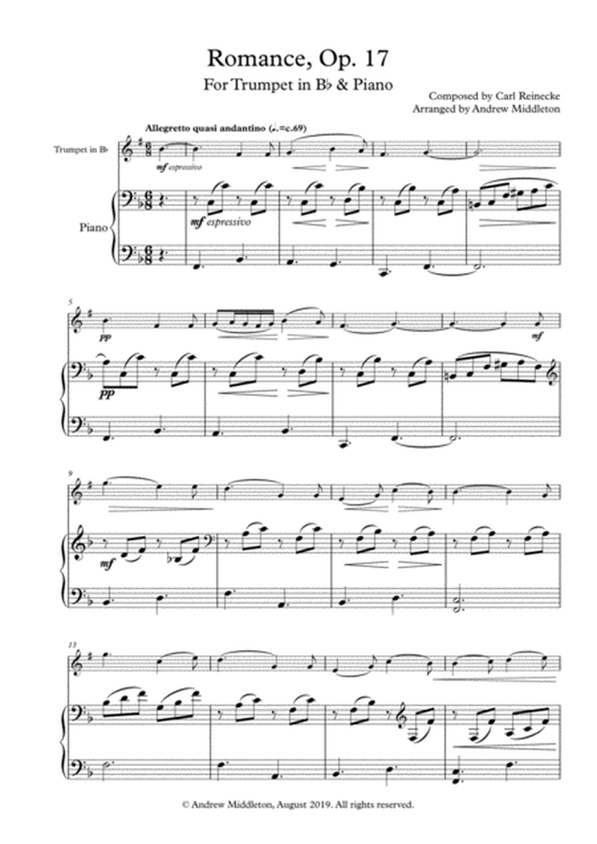 Romance Op. 17 arranged for Trumpet in B Flat and Piano image number null