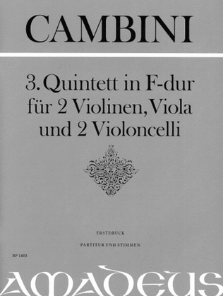 Book cover for Quintet No. 3 in F Major