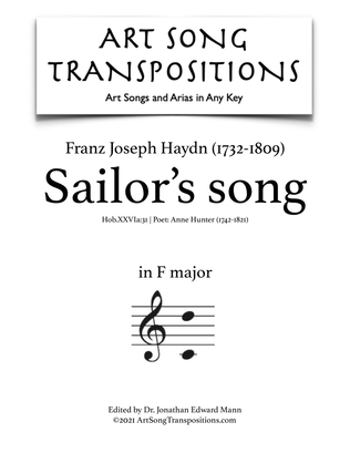 Book cover for HAYDN: Sailor's Song (transposed to F major)