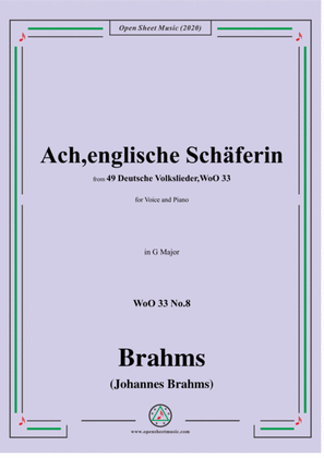 Book cover for Brahms-Ach,englische Schäferin,WoO 33 No.8,in G Major,for Voice and Piano