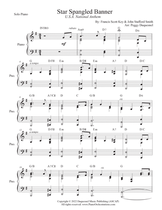 Book cover for Star Spangled Banner (Key of G - Solo Piano)