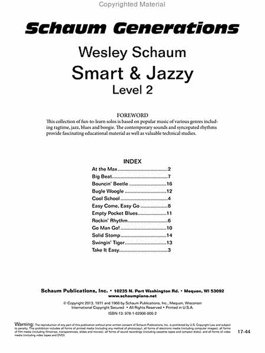 Schaum Generations Wesley Schaum -- Smart & Jazzy