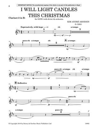 Book cover for I Will Light Candles This Christmas (Full Orchestration) - Bb Clarinet 2