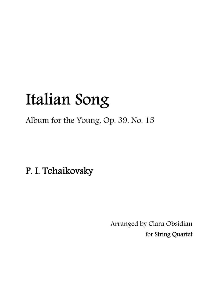 Album for the Young, op 39, No. 15: Italian Song for String Quartet image number null