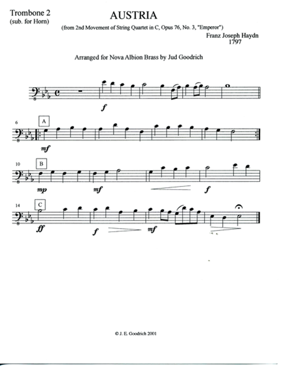 "Austria" for brass quintet