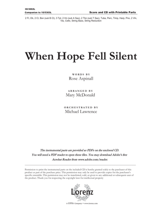 Book cover for When Hope Fell Silent - Orchestral Score with Printable Parts