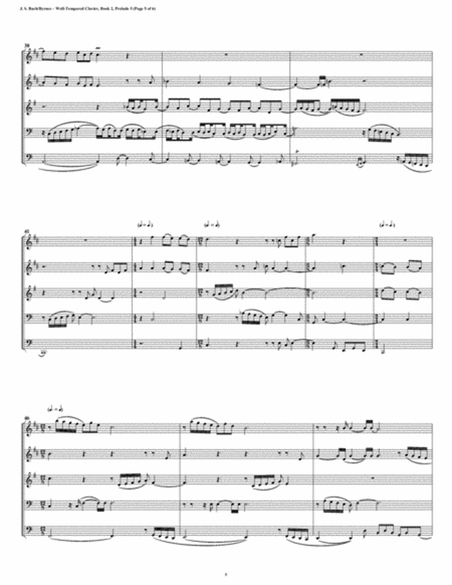 Prelude 05 from Well-Tempered Clavier, Book 2 (Brass Quintet) image number null