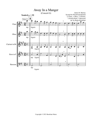 Away in a Manger (G) (Woodwind Quintet - 1 Flute, 1 Oboe, 1 Clar, 1 Hrn, 1 Bassoon)