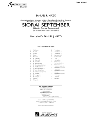 Book cover for Siorai September - Full Score