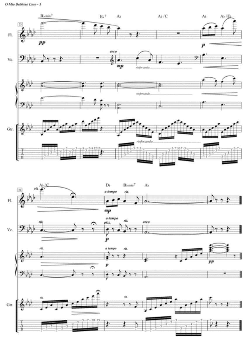"O mio babbino caro" - arranged for flute, cello, keyboard, and guitar