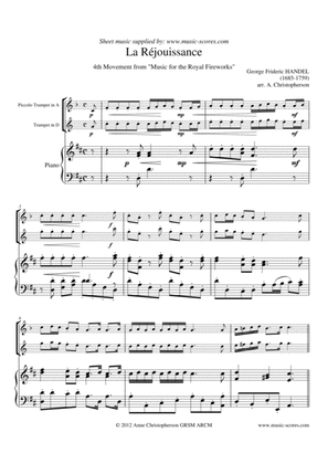 Book cover for La Réjouissance - Piccolo Trumpet, Trumpet & Piano