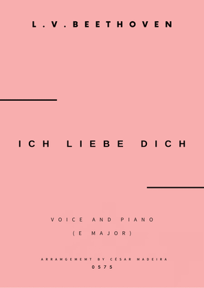 Book cover for Ich Liebe Dich - Voice and Piano - E Major (Full Score and Parts)