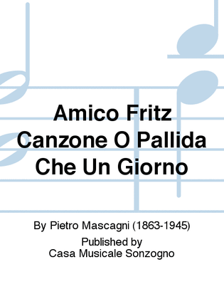 Book cover for Amico Fritz Canzone O Pallida Che Un Giorno