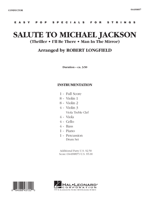Book cover for Salute to Michael Jackson - Full Score