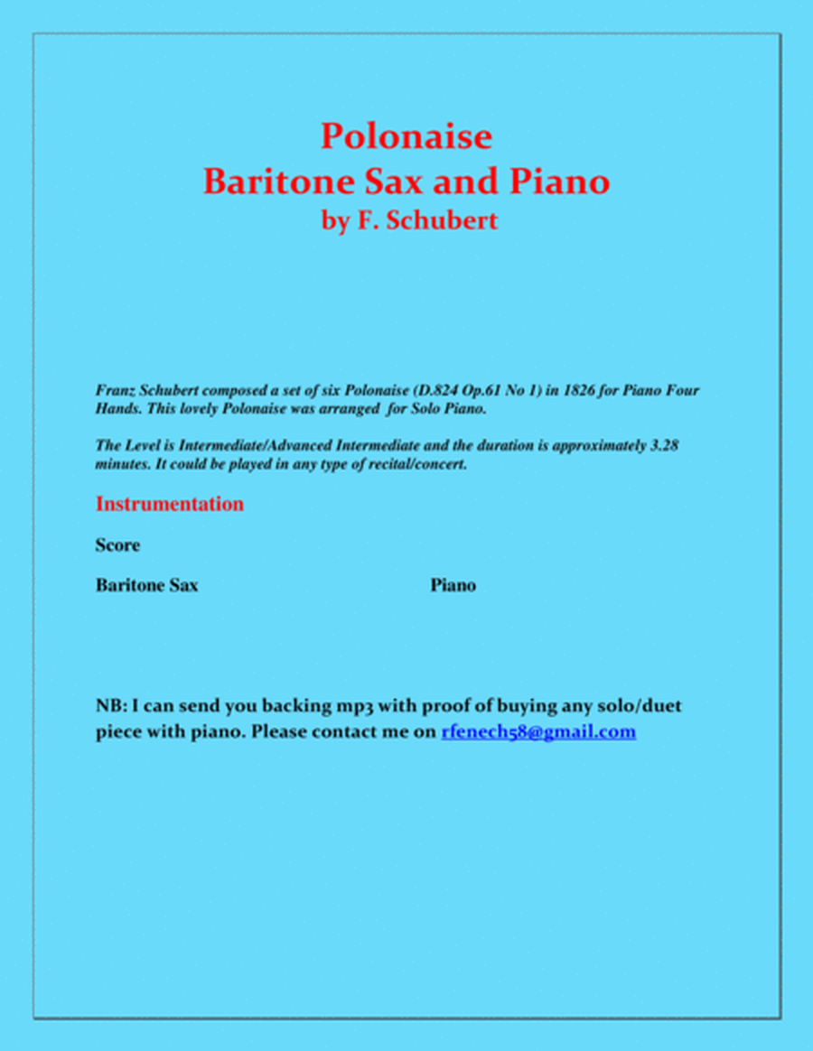 Polonaise - F. Schubert - For Baritone Sax and Piano - Intermediate image number null