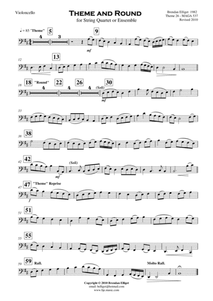 Theme and Round - String Quartet or Ensemble Score and Parts PDF image number null