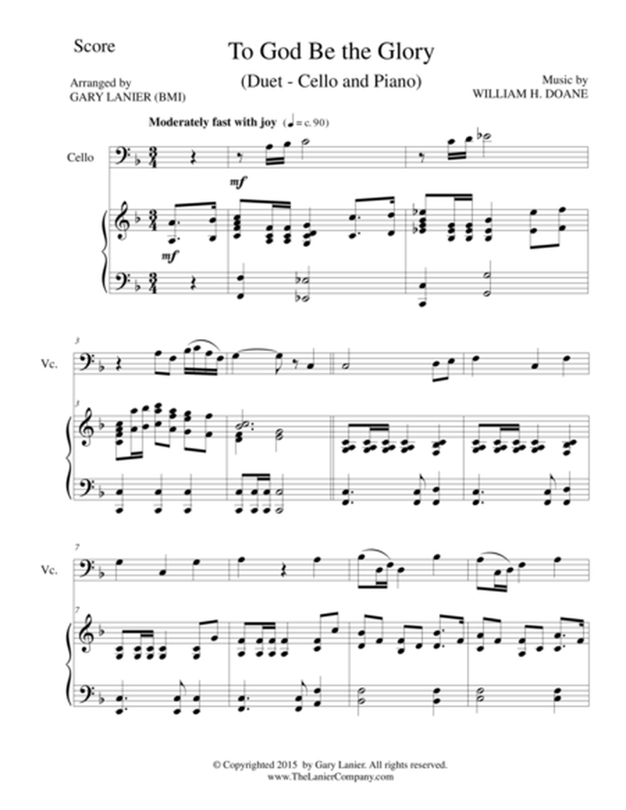 TO GOD BE THE GLORY (Duet – Cello and Piano/Score and Parts) image number null